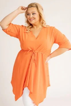 Damskie Polski Pomarańczowa Tunika asymetryczna CLARIN