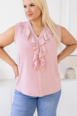 Damskie Włoski Pudroworóżowa Bluzka z żabotem ZENTIO