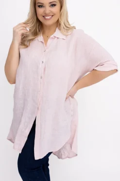 Damskie Włoski Pudroworóżowa Koszula lniana LOGARIO