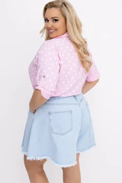 Damskie Włoski Pudroworóżowa Koszula w groszki DAGOZI
