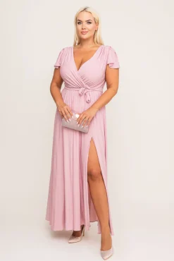 Polski Pudroworóżowa Sukienka brokatowa HESIO