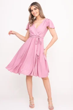 Polski Pudroworóżowa Sukienka brokatowa GENVELI