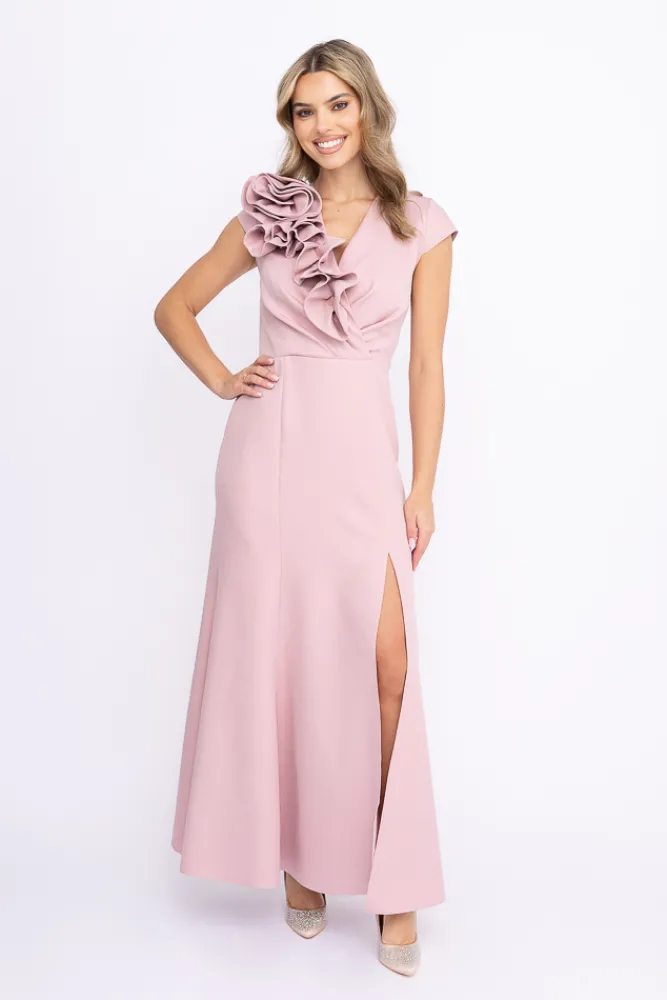 Polski Pudroworóżowa Sukienka błyszcząca ARIEL