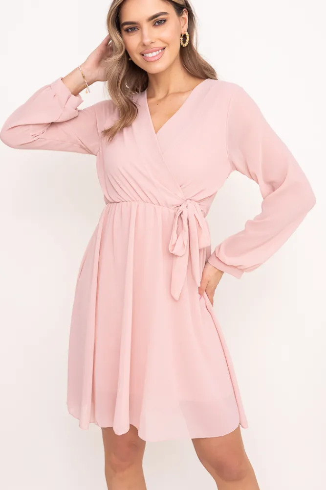 Włoski Pudroworóżowa Sukienka Elegancka PERLA