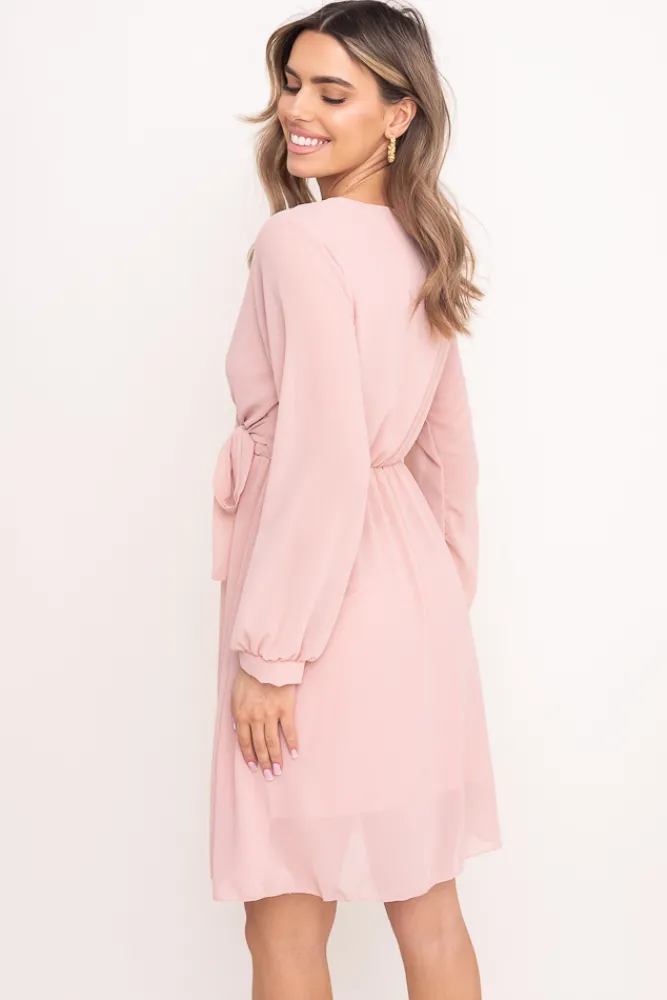 Włoski Pudroworóżowa Sukienka Elegancka PERLA