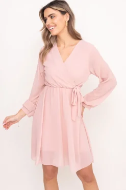 Włoski Pudroworóżowa Sukienka Elegancka PERLA