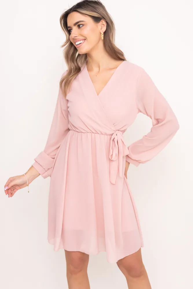 Włoski Pudroworóżowa Sukienka Elegancka PERLA