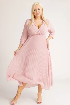Włoski Pudroworóżowa Sukienka plisowana KEMELI