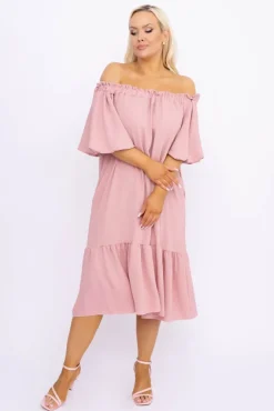 Włoski Pudroworóżowa Sukienka SENEZI
