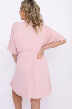 Włoski Pudroworóżowa Sukienka SENUMI