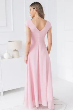 Polski Pudroworóżowa Sukienka szyfonowa CHEVI