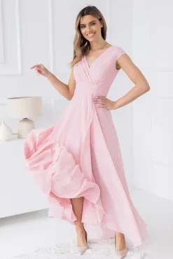 Polski Pudroworóżowa Sukienka szyfonowa CHEVI