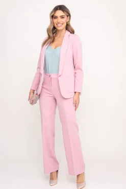 Damskie Polski Pudroworóżowe Spodnie garniturowe ALCEMI
