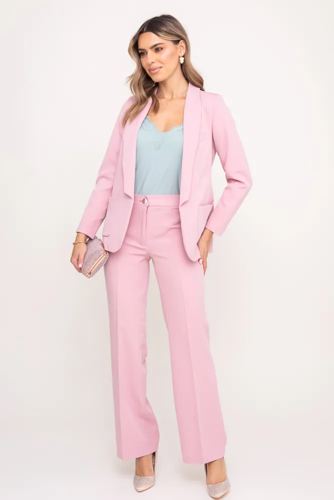 Damskie Polski Pudroworóżowe Spodnie garniturowe ALCEMI