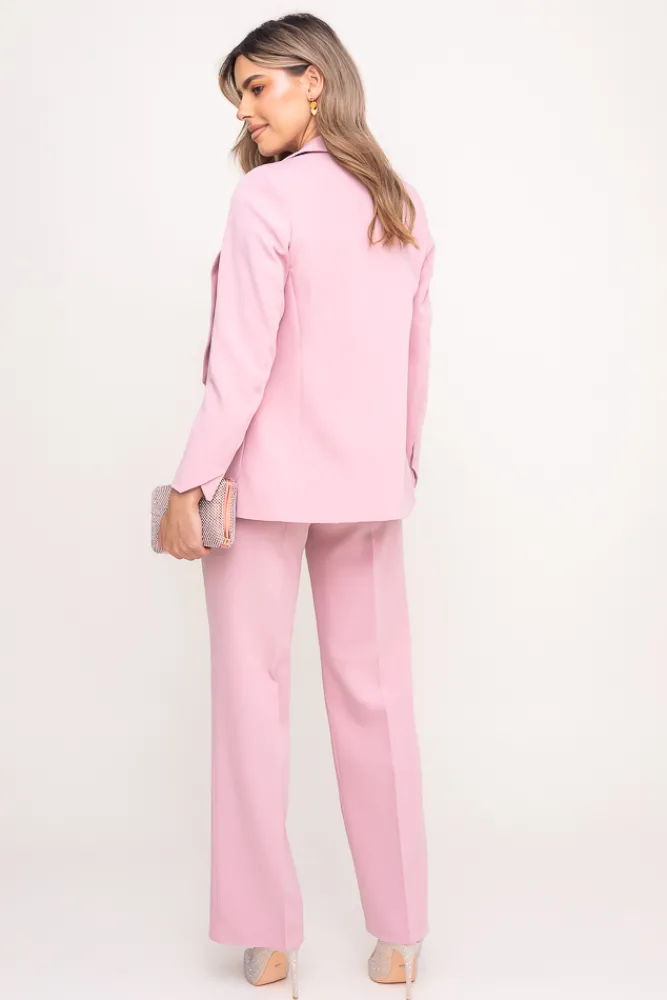 Damskie Polski Pudroworóżowe Spodnie garniturowe ALCEMI