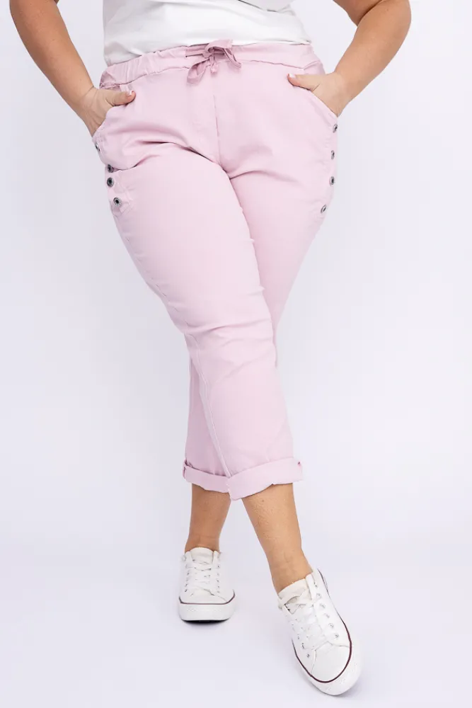 Damskie Włoski Pudroworóżowe Spodnie SENDI