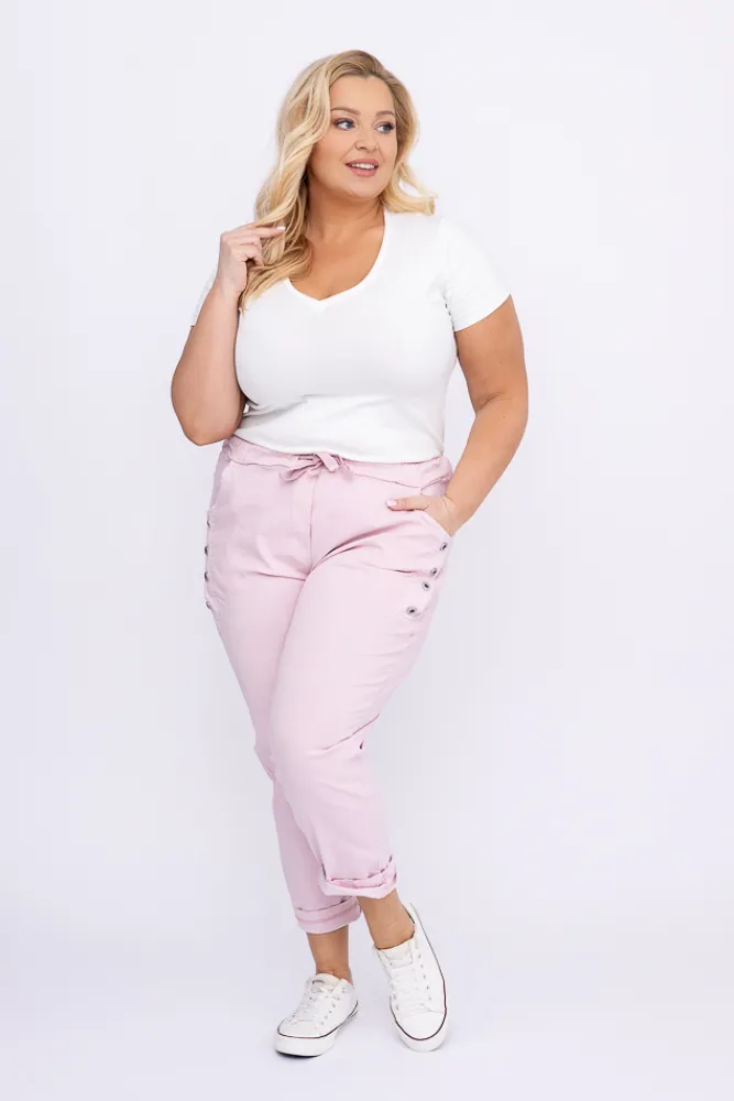 Damskie Włoski Pudroworóżowe Spodnie SENDI