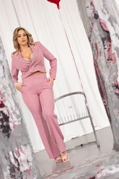 Damskie Polski Pudrowo Garnitur dwurzędowy ALISON