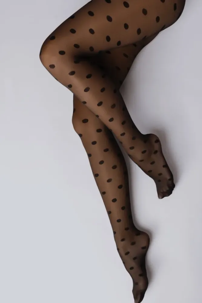 Damskie Polski Rajstopy POLKA DOT 30DEN BLACK
