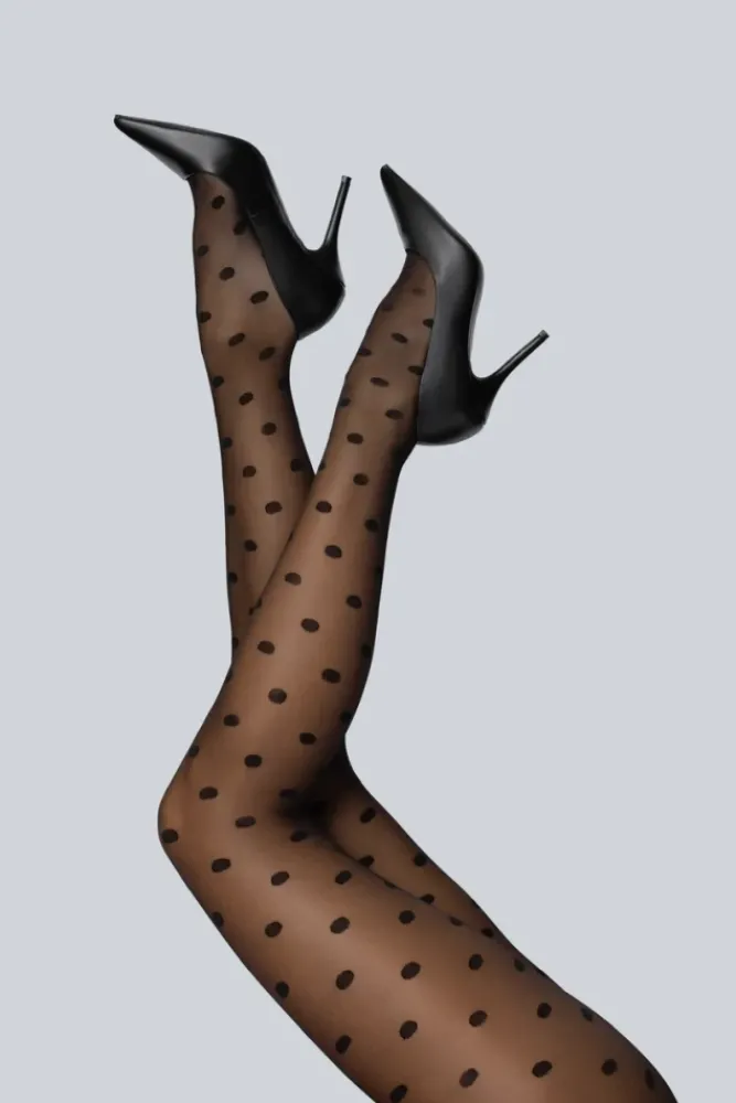 Damskie Polski Rajstopy POLKA DOT 30DEN BLACK