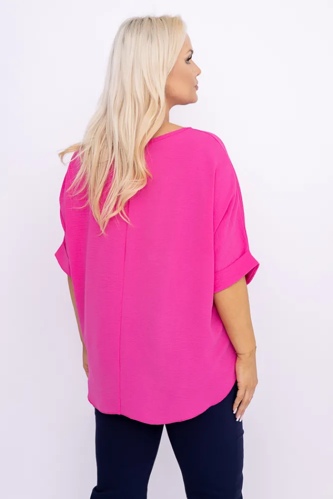 Damskie Włoski Różowa Bluzka z wisiorkiem BELUCIO