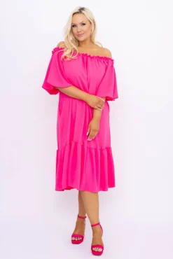 Włoski Różowa Sukienka SENEZI