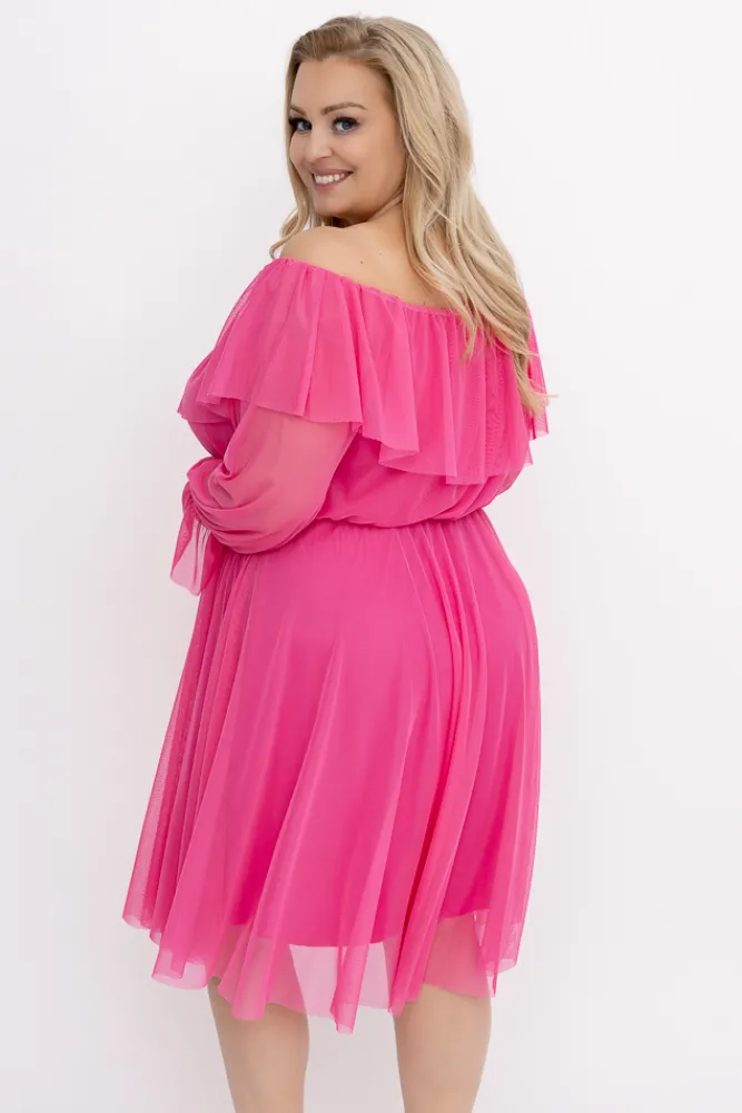 Włoski Różowa Sukienka siateczkowa TELZI