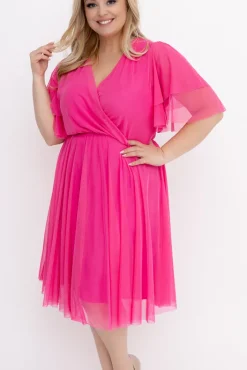 Włoski Różowa Sukienka siateczkowa RASTI