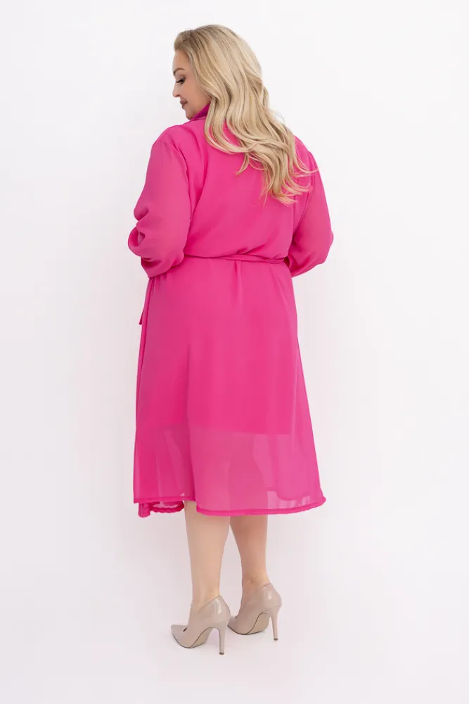 Włoski Różowa szyfonowa Sukienka koszulowa EFARINO