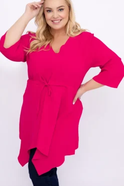 Damskie Polski Różowa Tunika asymetryczna CLARIN