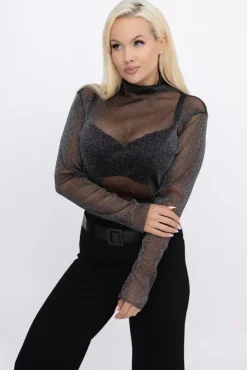 Damskie Włoski Srebrna Bluzka błyszcząca WORIGIA