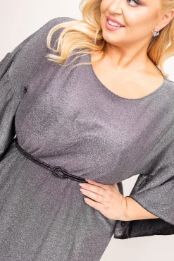 Polski Srebrna Sukienka błyszcząca STERI