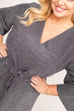 Polski Srebrna Sukienka błyszcząca REZIO