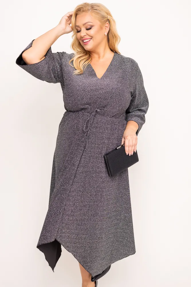 Polski Srebrna Sukienka błyszcząca REZIO