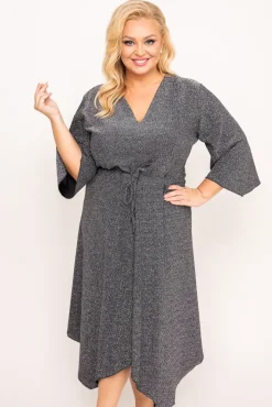 Polski Srebrna Sukienka błyszcząca REZIO