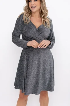 Włoski Srebrna Sukienka błyszcząca RASTORI