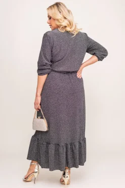 Polski Srebrna Sukienka błyszcząca QUZI