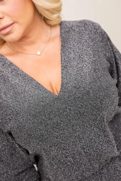 Polski Srebrna Sukienka błyszcząca QUZI