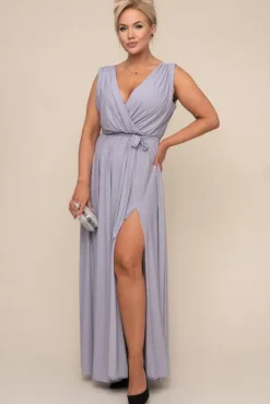 Polski Srebrna Sukienka FIANCO Maxi