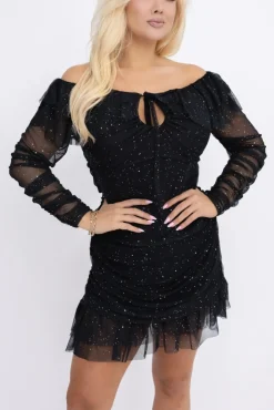 Włoski Sukienka siateczkowa z marszczeniami TERSINO Wzór 6