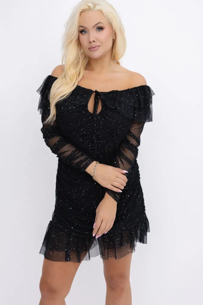 Włoski Sukienka siateczkowa z marszczeniami TERSINO Wzór 6