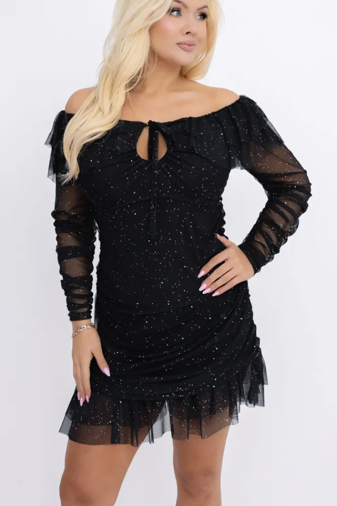 Włoski Sukienka siateczkowa z marszczeniami TERSINO Wzór 6