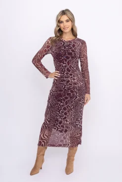 Włoski Sukienka siateczkowa z marszczeniami PRIMENTO Wzór 3