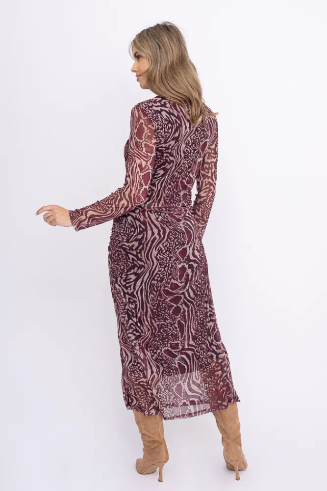 Włoski Sukienka siateczkowa z marszczeniami PRIMENTO Wzór 3