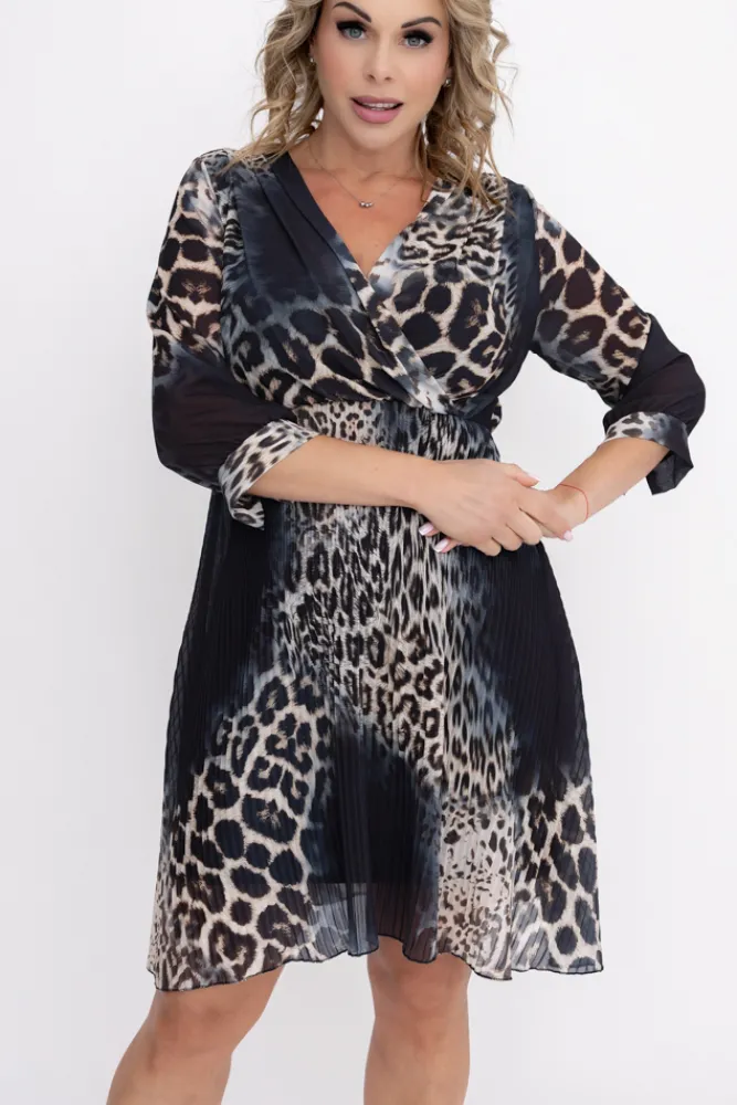 Włoski Sukienka szyfonowa plisowana UNTURI Wzór 2