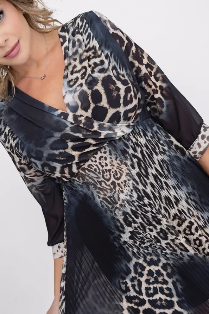 Włoski Sukienka szyfonowa plisowana UNTURI Wzór 2