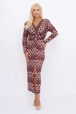 Włoski Sukienka z marszczeniem DEROSA Wzór 3