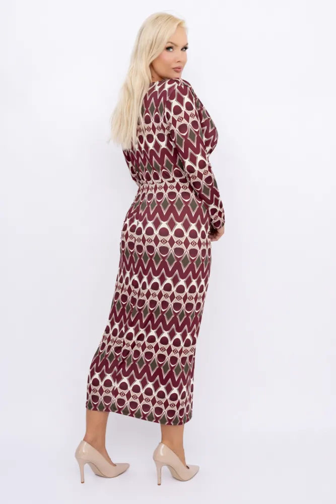 Włoski Sukienka z marszczeniem DEROSA Wzór 3