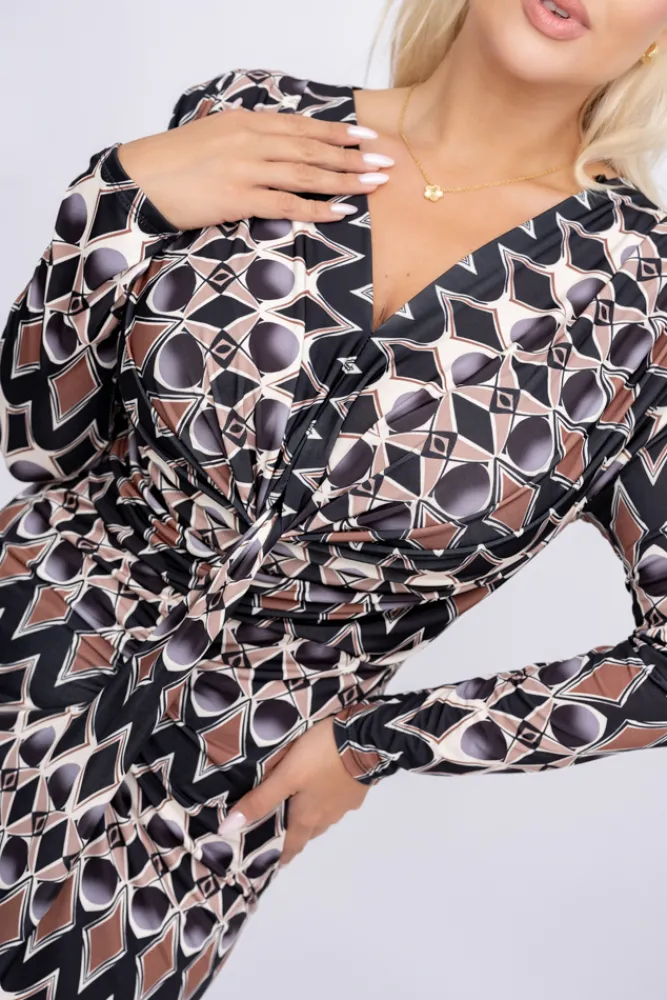 Włoski Sukienka z marszczeniem DEROSA Wzór 2