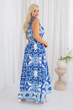 Włoski Sukienka z marszczonym dekoltem LIGURIO Wzór 1